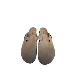 KIDMI Suede Clog Mules Beige Tan Two Strap Buckle Slides Size 44